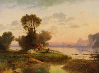 Arcadisch landschap - Heinrich Dreber — weergave van het kunstwerk