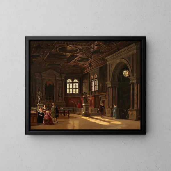 Binnenkant van de Scuola di San Rocco, Venetië - Heinrich Hansen — ingelijst kunstwerk aan de muur