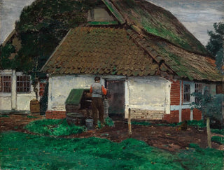 Oude hut schilderij - Heinrich Hermanns — weergave van het kunstwerk