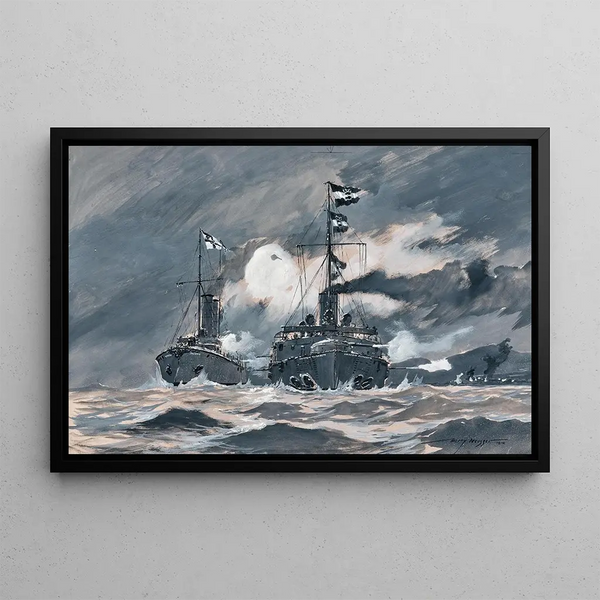 Heinrich Heusser - The last days of the imperial and royal cruiser Kaiserin Elisabeth fighting Japanese forces in Qingdao 1914.webp