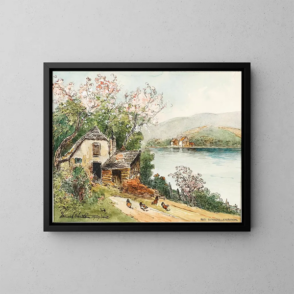 Lentetafereel in de Wachau-vallei - Heinrich Josef Wertheim — ingelijst kunstwerk aan de muur