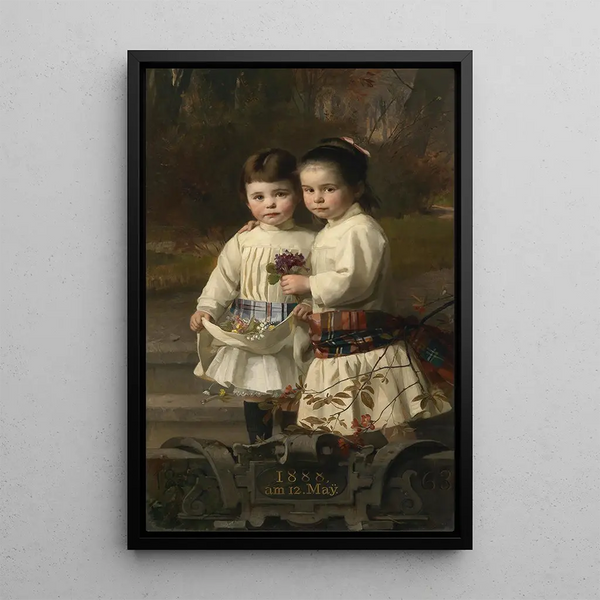 Frères et sœurs dans le parc du château - Heinrich Lauenstein — ingelijst kunstwerk aan de muur