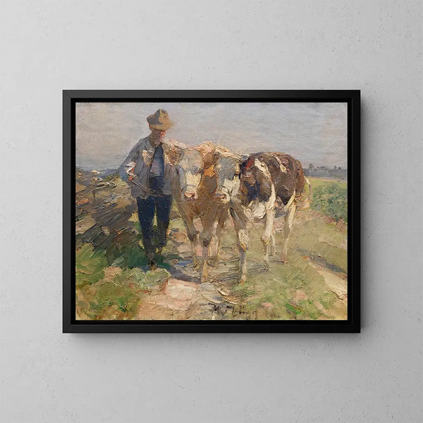 Peasant with Khen - Heinrich von Zügel — framed artwork on a wall