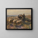 Troupeau de moutons avec bergère et âne dans le champ - Heinrich von Zügel — ingelijst kunstwerk aan de muur