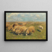Troep schapen met herdershond in de weide - Heinrich von Zügel — ingelijst kunstwerk aan de muur