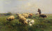 weide in de zon - Heinrich von Zügel — weergave van het kunstwerk