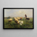 weide in de zon - Heinrich von Zügel — ingelijst kunstwerk aan de muur