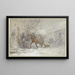 van een winterboerderij, een paard wordt door de koetsier naar de stallen geleid - Heinrich Winter — ingelijst kunstwerk aan de muur