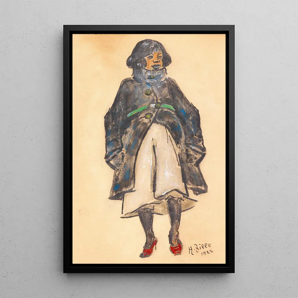 Jonge meisje - Heinrich Zille — ingelijst kunstwerk aan de muur