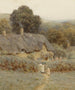 Een cottage in Gloucestershire onder de Cotswolds heuvels - Helen Allingham — weergave van het kunstwerk