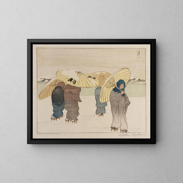 Een sneeuwdag - Helen Hyde — ingelijst kunstwerk aan de muur