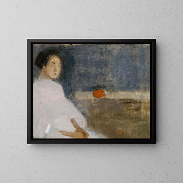 Meisje met sinaasappel, het meisje van de bakker - Helene Schjerfbeck — ingelijst kunstwerk aan de muur