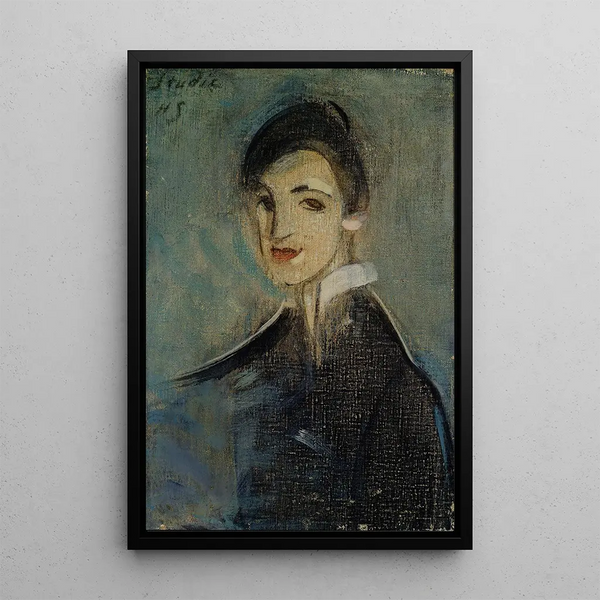 Chanteuse en noir - Helene Schjerfbeck — ingelijst kunstwerk aan de muur