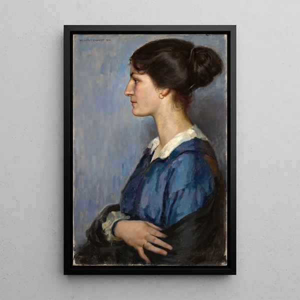 Portret van een vrouw in profiel naar links - Hellmut Eichrodt — ingelijst kunstwerk aan de muur