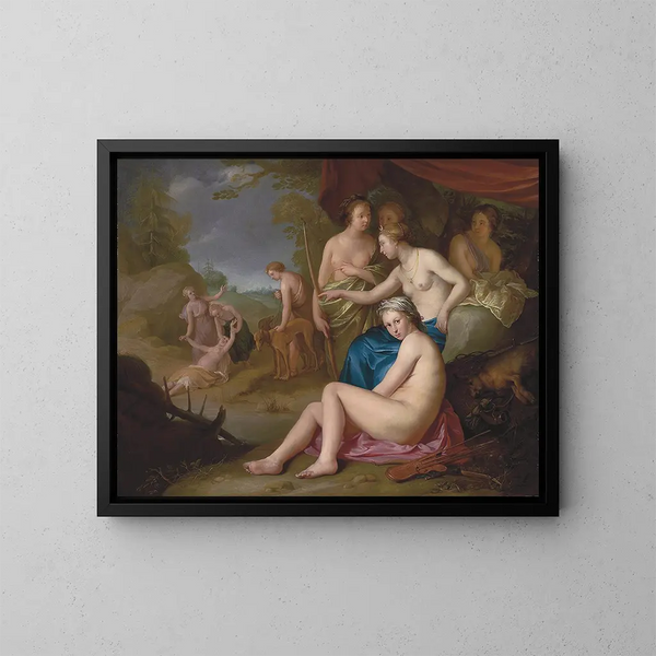 Diane et Callisto - Hendrick Bloemaert — framed artwork on a wall