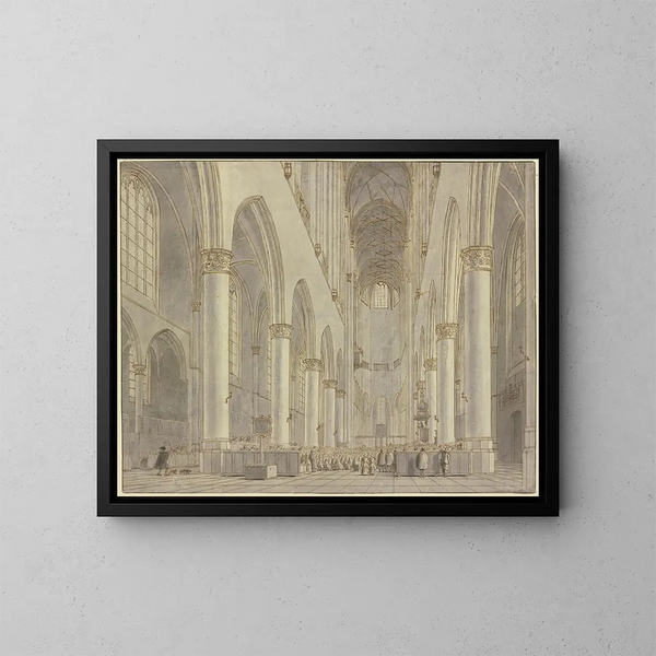 View of the Saint Bavo Church in Haarlem - Hendrick Cornelisz van Vliet — framed artwork on a wall
