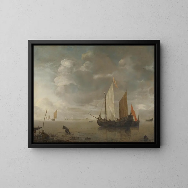 Calm Sea Painting - Hendrick Jacobsz Dubbels — framed artwork on a wall