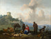 Familie van herders aan de voet van antieke ruïnes en Familie van herders aan de rand van een rivier - Hendrick Mommers — weergave van het kunstwerk