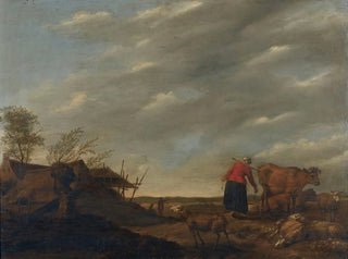 Landschap met een melkmeid - Hendrick Mommers — weergave van het kunstwerk