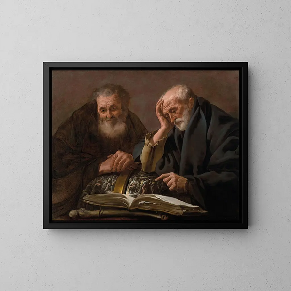 Democritus and Heraclitus - Hendrick Ter Brugghen — framed artwork on a wall