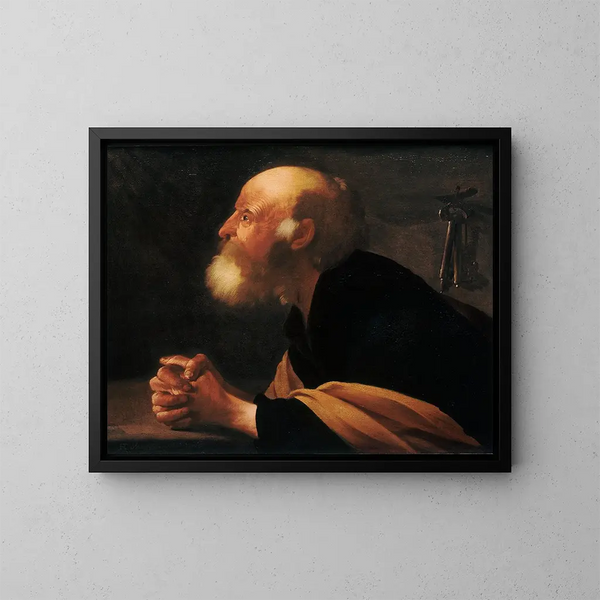 The Penitent Peter - Hendrick Ter Brugghen — framed artwork on a wall
