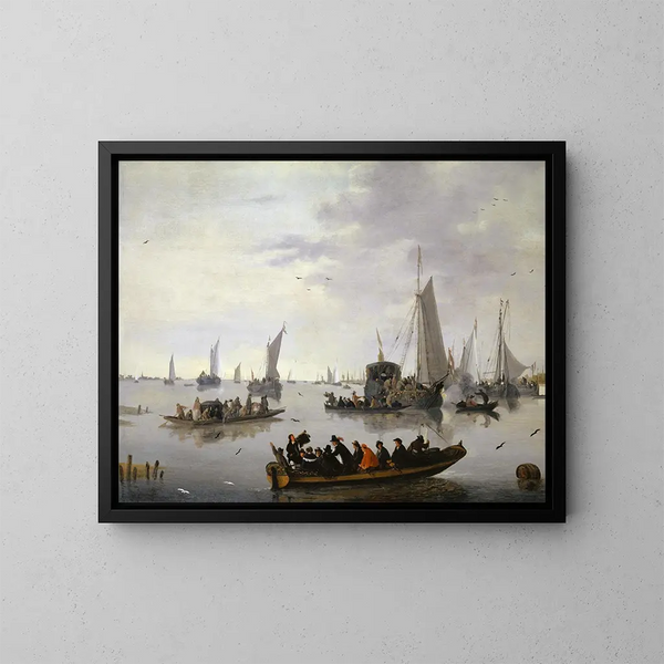Reception festive d'un yacht d'État - Hendrick de Meijer — framed artwork on a wall