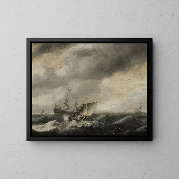 Boats at Sea - Hendrick van Anthonissen — framed artwork on a wall