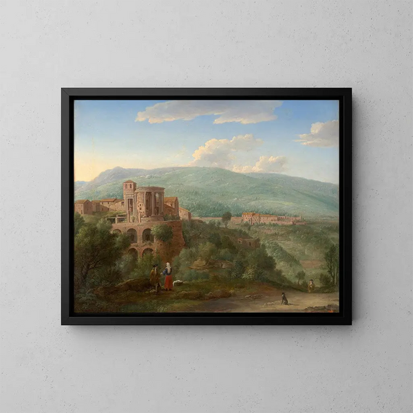 Encounter between a gentleman and a laundress at Tivoli - Hendrik Frans van Lint — framed artwork on a wall