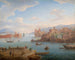 Uitzicht op een Middellandse Zeehaven - Hendrik Frans van Lint — weergave van het kunstwerk