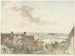 Uitzicht op Nijmegen met een boot op de rivier - Hendrik Hoogers — weergave van het kunstwerk