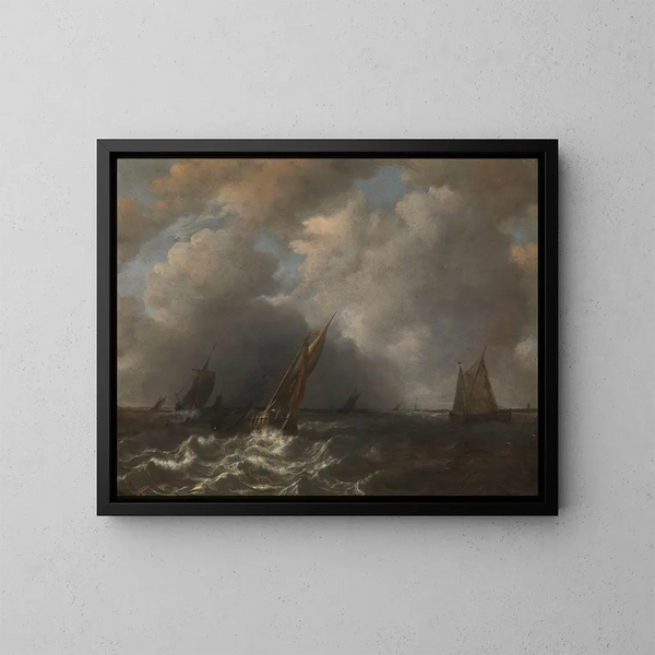 Storm on the Meuse - Hendrik Martensz Sorgh — framed artwork on a wall