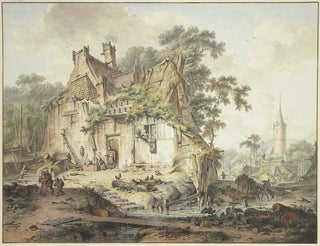 "Ferme au bord d'un ruisseau" door Hendrik Meyer — weergave van het kunstwerk