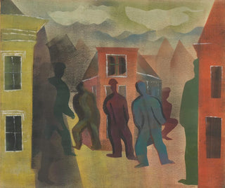 Straatsculptuur met figuren - Hendrik Nicolaas Werkman — weergave van het kunstwerk
