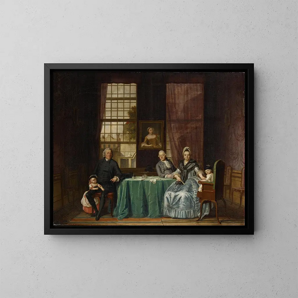 Family group in an interior - Hendrik Pothoven — framed artwork on a wall