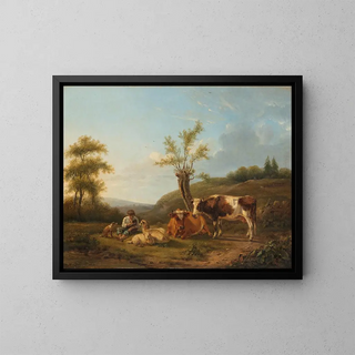 Landschap met vee bij Darthuizen - Hendrik Stokvisch — ingelijst kunstwerk aan de muur
