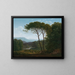 Landschap in cursief met dennenbomen - Hendrik Voogd — ingelijst kunstwerk aan de muur