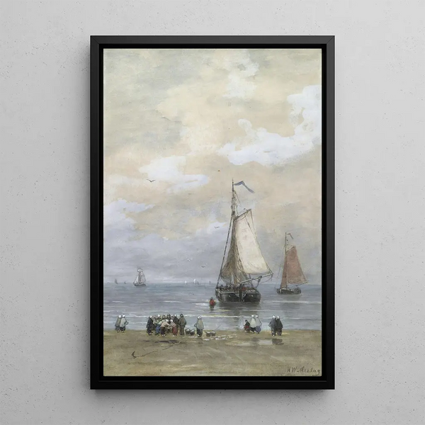 Fish Sorting Painting - Hendrik Willem Mesdag — framed artwork on a wall