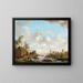 Landschapschilderij met vissers en boeren die turf uit een moeras halen - Hendrik Willem Schweickhardt — ingelijst kunstwerk aan de muur