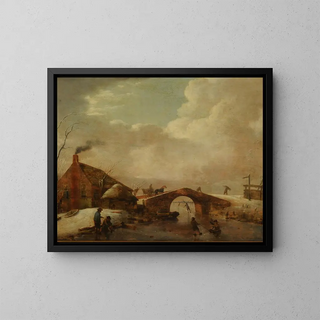 Winterlandschap - Hendrik Willem Schweickhardt — ingelijst kunstwerk aan de muur