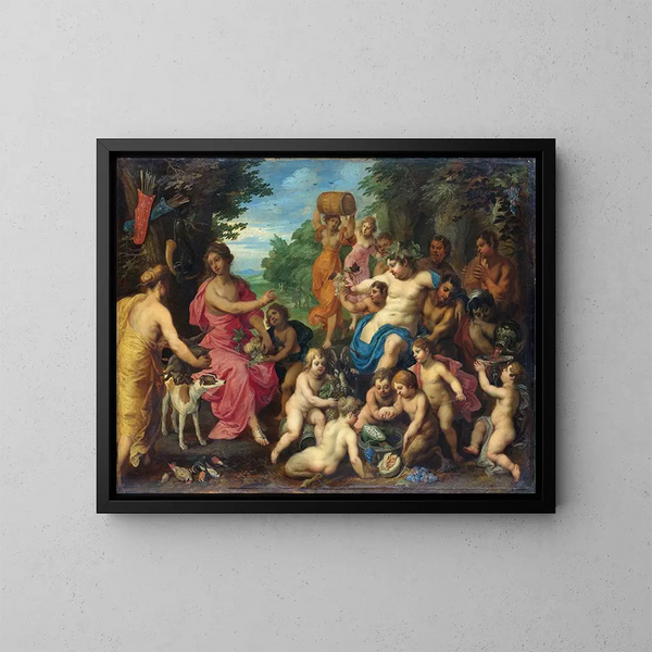 Bacchus and Diana - Hendrik van Balen — framed artwork on a wall