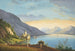 Vue du Lac Léman avec Personnages dans un Vignoble au Premier Plan, le Château de Chillon au Loin - Hendrikus Johannes Knip — weergave van het kunstwerk