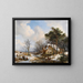 Skaters on a Frozen Stream near a Village - Hendrikus van de Sande Bakhuyzen — framed artwork on a wall