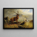 Hert bij bergbeek - Henry Morris — ingelijst kunstwerk aan de muur