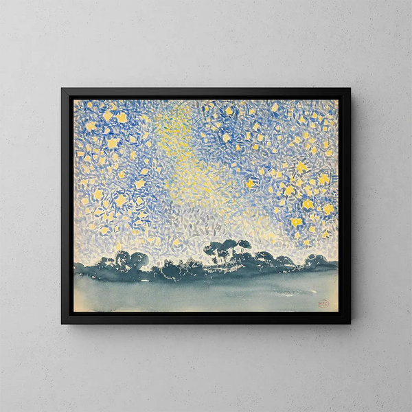 Landscape with Stars - Henri-Edmond Cross — framed artwork on a wall