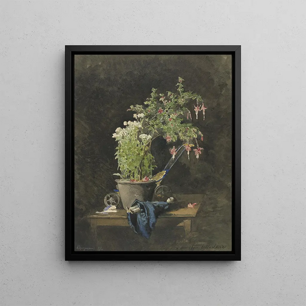 HenriJoseph Harpignies - A Potted Fuchsia with Childrens Toys.webp