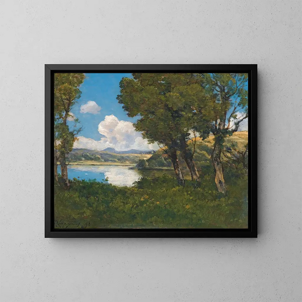 Au bord du lac - Henri-Joseph Harpignies — framed artwork on a wall