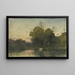 Lumière du soir sur une rive boisée avec des bovins buvant - Henri-Joseph Harpignies — ingelijst kunstwerk aan de muur