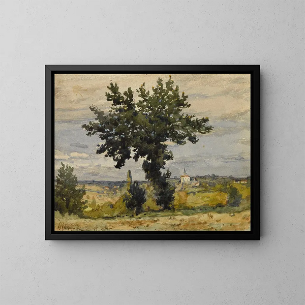 L'arbre au bord du chemin - Henri-Joseph Harpignies — framed artwork on a wall