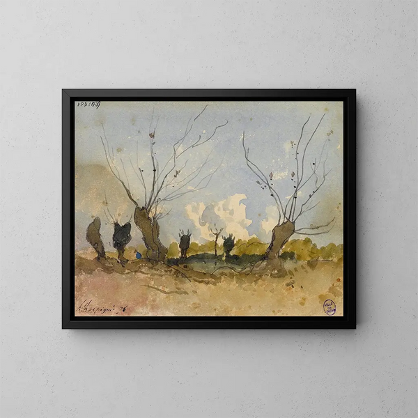 Les Saules pleureurs - Henri-Joseph Harpignies — framed artwork on a wall