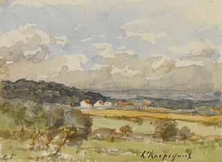 Landschap met enkele boerderijen - Henri-Joseph Harpignies — weergave van het kunstwerk